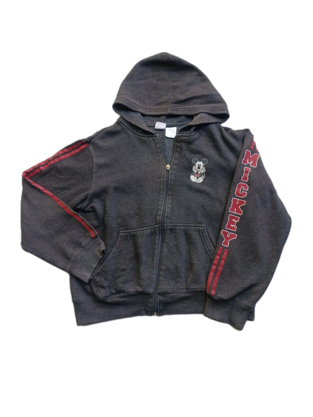 Disney Mickey Mouse Hooded Zip Up Jacket Juniors Large Grey
